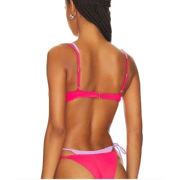 L Space Bikini Top Womens Medium Pink Fused Zendaya Color Block Barbiecore NWT - Picture 2 of 6